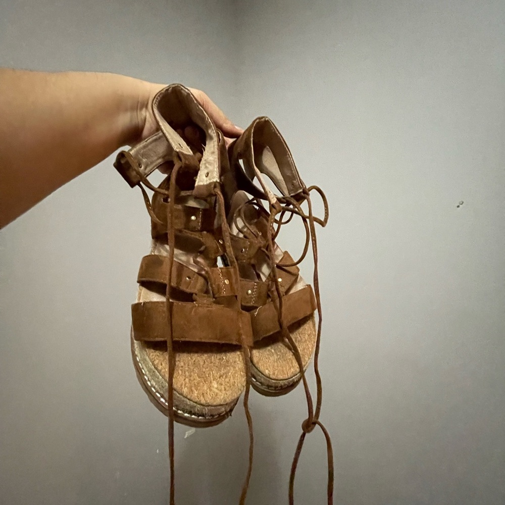 Platform Suede Wrap Tie Espadrilles